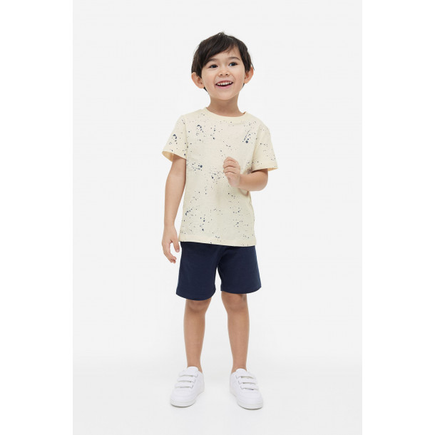 Бавовняний комплект із футболкою та шортами H&M