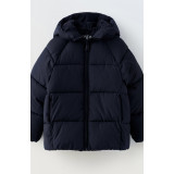 Пуховик з капюшоном синього кольору zara