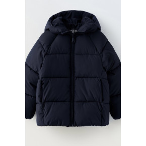 Пуховик з капюшоном синього кольору zara