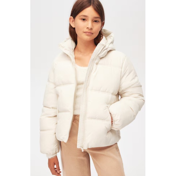 Пуховик з капюшоном для дівчаток білого кольору H&M
