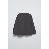 Футболка з довгими рукавами чорного кольору з принтом zara